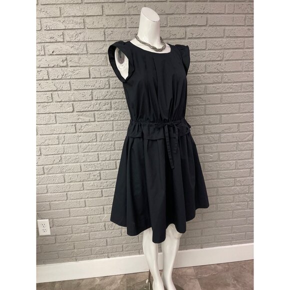 Couture Brooch Women Black Pleated Cinch Waist Dress Size 38 (M) - Picture 7 of 12